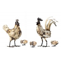 Cockerel, Hen & 3 Chicks Cockerel, Hen & 3 Chicks